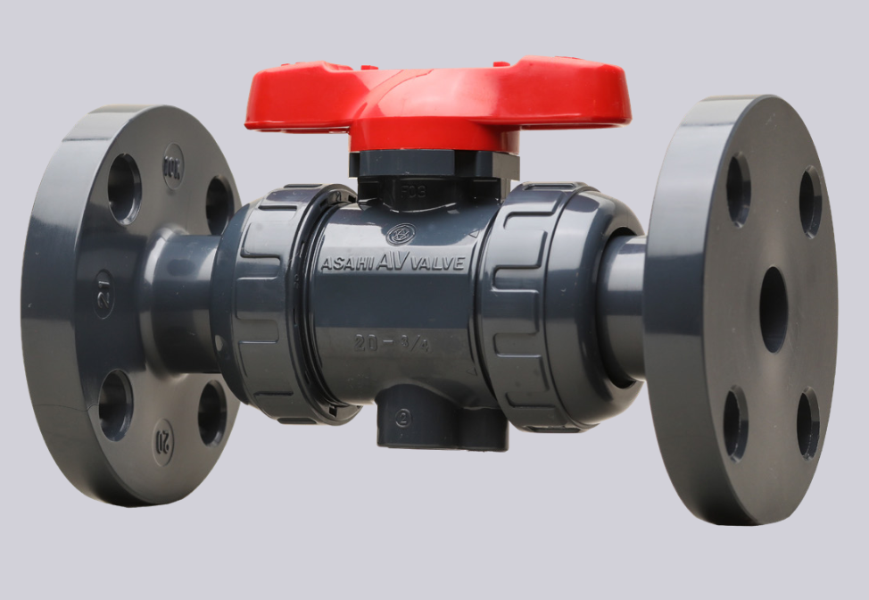 ASAHI BALL VALVE 4" (DN100) PVDF BODY  PTFE SEAT-FKM (FPM-75) O-RING ANSI 150# FLANGED ENDS (FLANGE x FLANGE) MANUAL TEE HANDLE FULL BORE TYPE-21 PN 1629040  150 PSI CWP